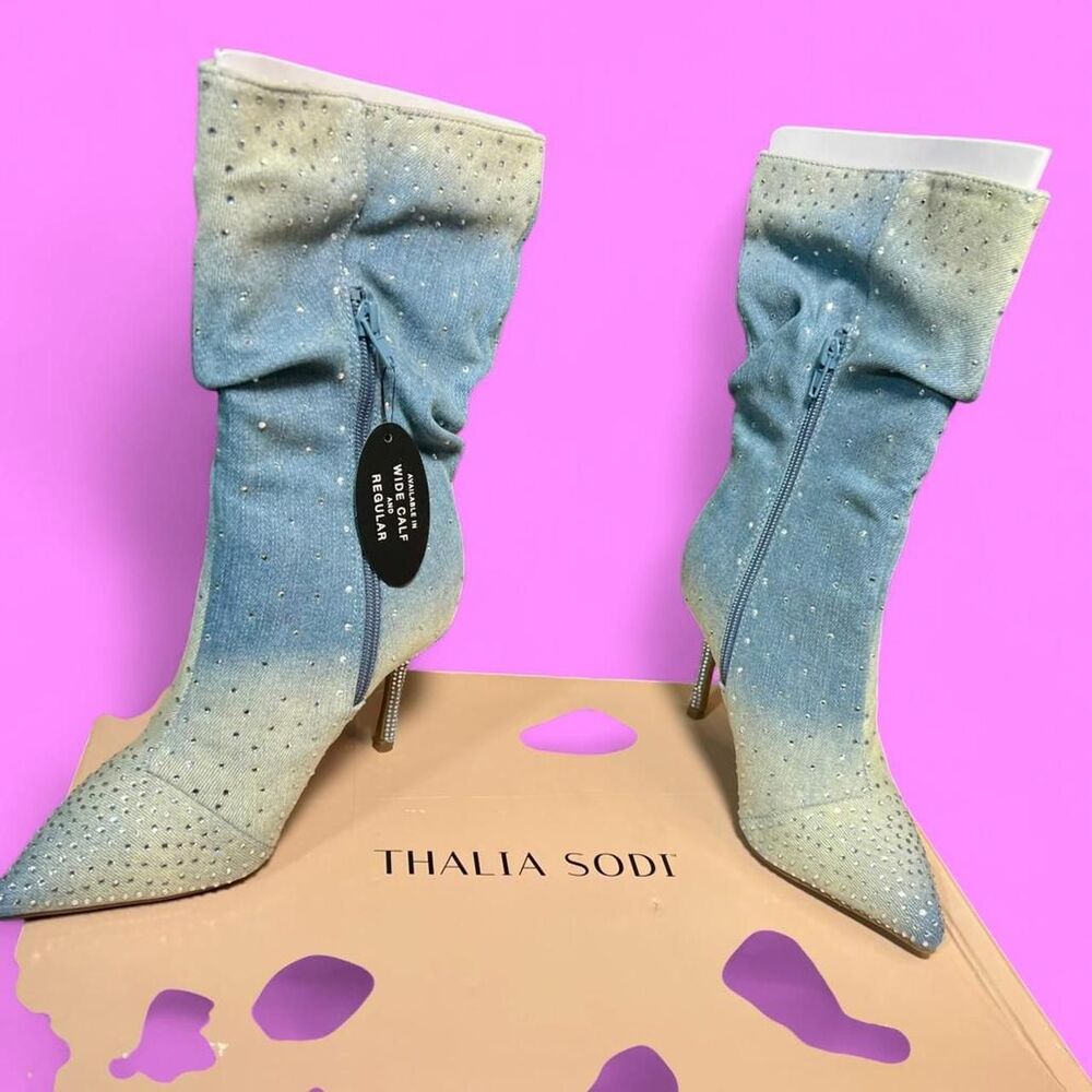 Thalia-sodi Women's Blue Boots Hard yo find in denim! Size 5 NIB HARD TO FIND!!